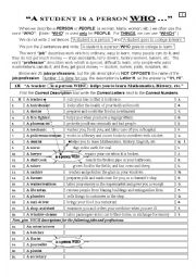 English Worksheet: GRAMMAR 010 Who and Which Quiz