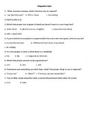 English Worksheet: Reading worksheet - British Etiquette