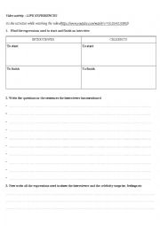 English Worksheet: LIFE EXPERIENCES VIDEO ACTIVITY