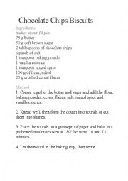 English Worksheet: chocolate biscuitsrecipe 