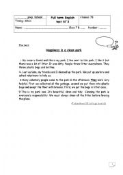 English Worksheet: end of term test