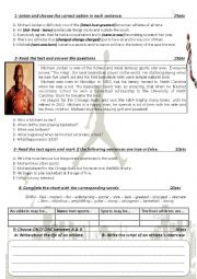 English Worksheet: Michael Jordan