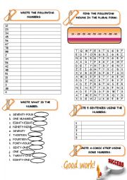 English Worksheet: NUMBERS ( 1 - 100 )