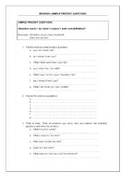 English Worksheet: Simple present questions (with key)