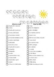 Summer Reading Challenge Checklist