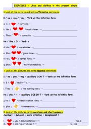 English Worksheet: Likes and Dislikes Exercises