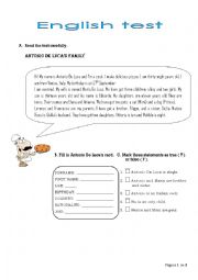 English Worksheet: Antonio De Lucas family