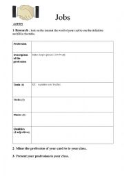 English Worksheet: Jobs: Webquest activity