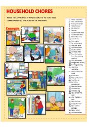 English Worksheet: HOUSEHOLD CHORES