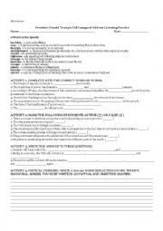 English Worksheet: President Donald Trump Inaugural Address LISTENING 