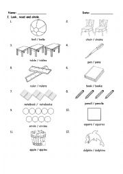 English Worksheet: plural nouns