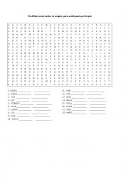 English Worksheet: Wordsearch with verbs in simple past and past participle