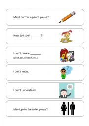 English Worksheet: Useful Classroom Phrases