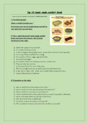 English Worksheet: Comfort food - video