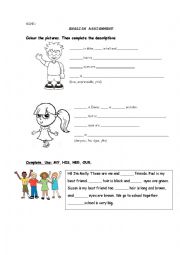 English Worksheet: Physical description and possessive adjectives
