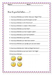 English Worksheet: Talking about feelings