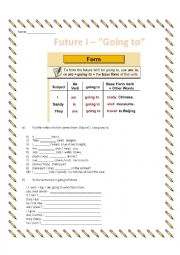 English Worksheet: Going To Future