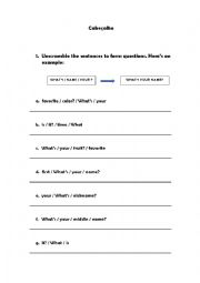English Worksheet: What Questions