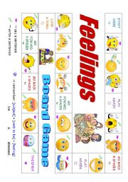 English Worksheet: feelings -  board game