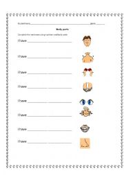 English Worksheet: BODY PARTS