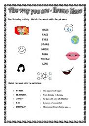 English Worksheet: Bruno Mars - The way you are