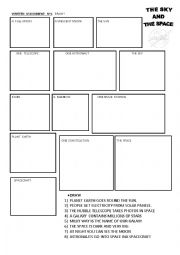 English Worksheet: sky and space