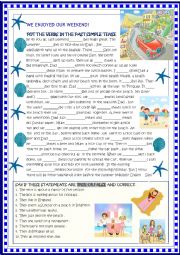 English Worksheet: We enjoyed our weekend, past simple and reading comprehension
