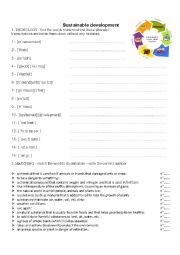 English Worksheet: Sustainable development vocabulary