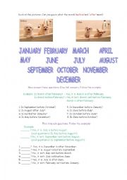 English Worksheet: Months and To be questions