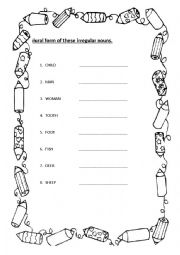 English Worksheet: Irregular plural nouns