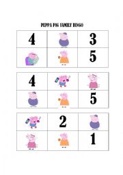 English Worksheet: **PEPPA PIG FAMILY BINGO**