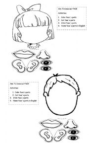 English Worksheet: My face