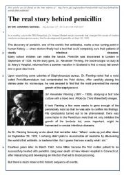 English Worksheet: Comprehension about the discover of penicillium