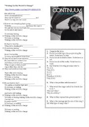 English Worksheet: Waiting on the world to change - John Mayer