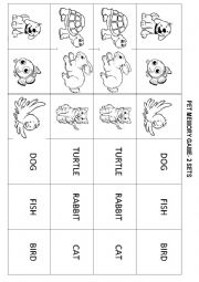 English Worksheet: Pet Memory Game