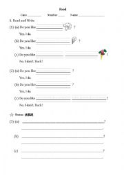English Worksheet: food