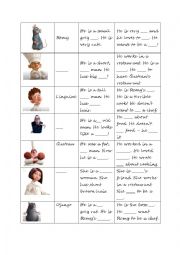 English Worksheet: Ratatouille Character gap fill