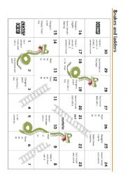 English Worksheet: snakes & ladders