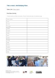 English Worksheet: Cyberbullying video activity