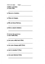 English Worksheet: Verb to be