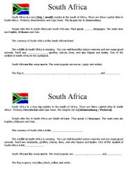 English Worksheet: pair work South Africa (asking questions)