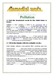 English Worksheet: about pollution and global warming