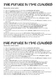 English Worksheet: The Future in Time Clauses