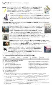 English Worksheet: Greek Mythology