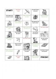 English Worksheet: Present continuous board game