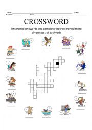 English Worksheet: Unscramble crossword past tense