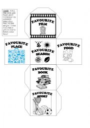 English Worksheet: dice on favourute things