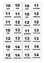 English Worksheet: NUMBERS DOMINO 10-20 