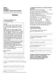 English Worksheet: Reading comprehension 