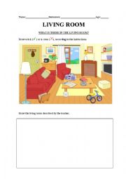 English Worksheet: What is there in the living room?